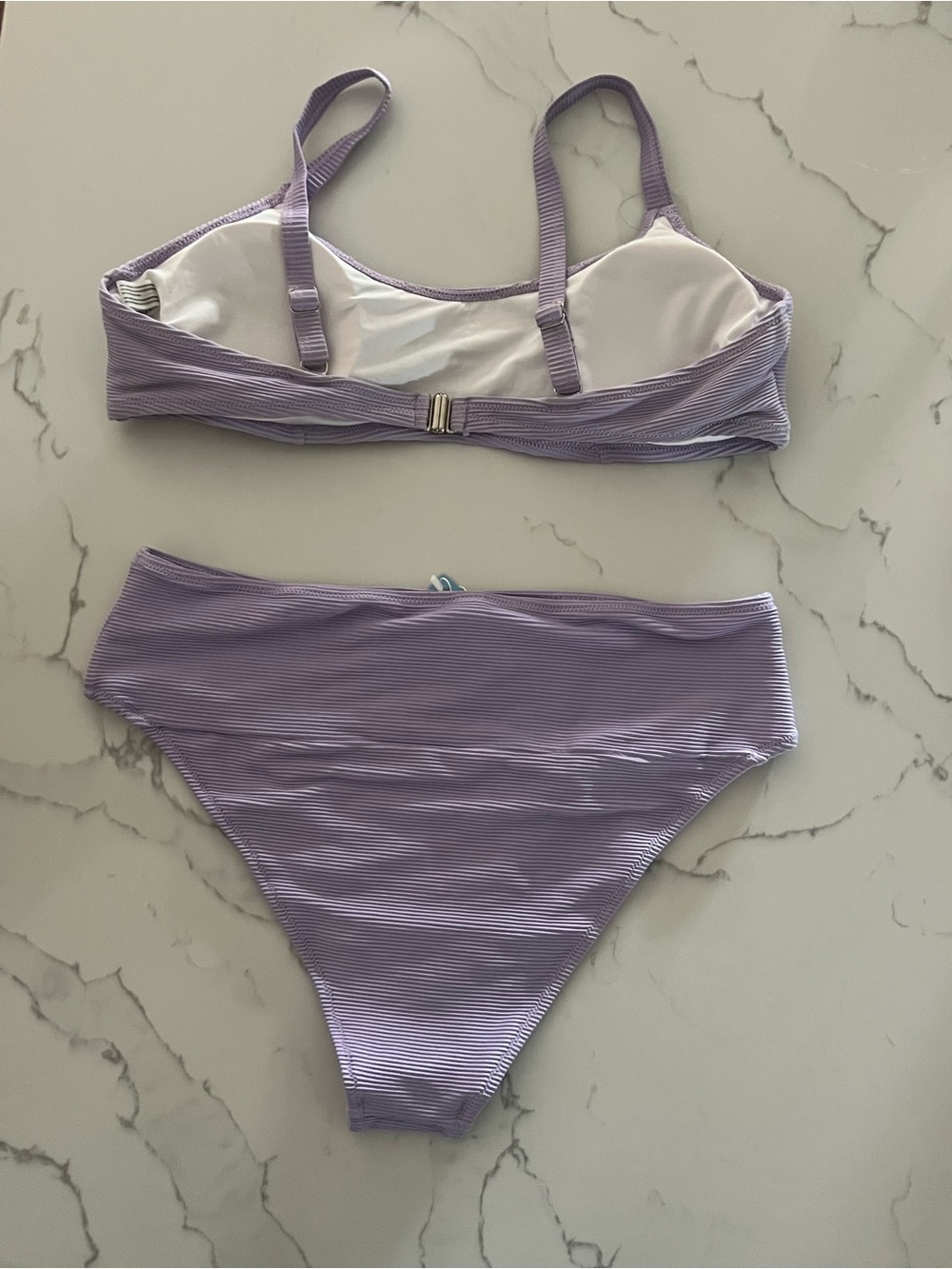 X-Large Lilac Ribbed Bikini Set - Picture 2 of 3